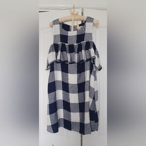 Copper Key Navy and White Ruffled Shoulder Dress